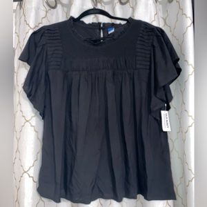 Old Navy. Size large. Black Ruffle Top.